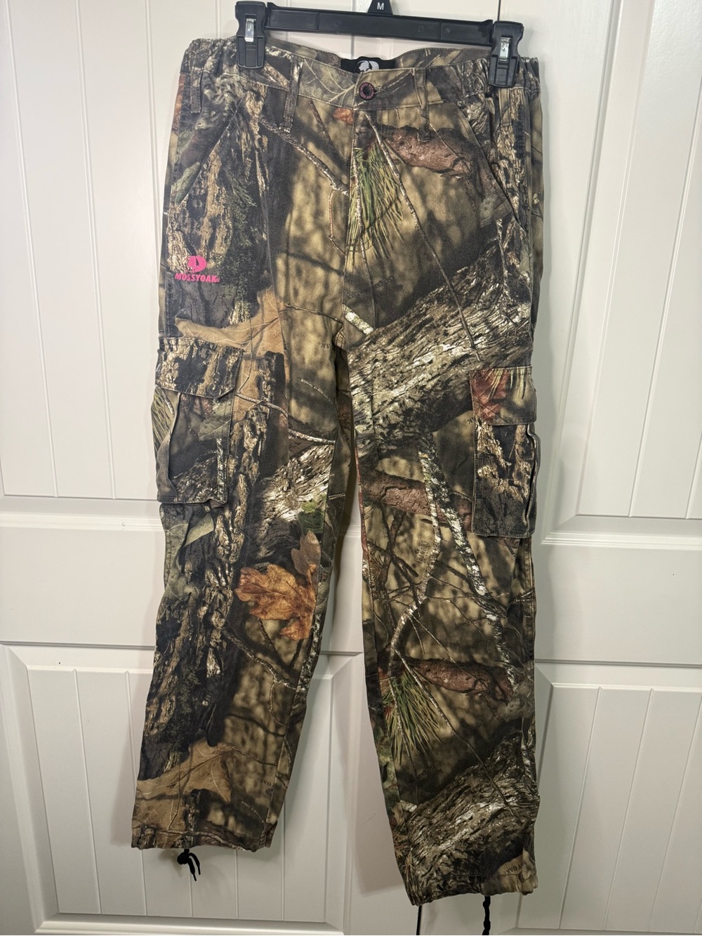 Mossy Oak Realtree-Style Camo Cargo Pants with Pink Logo